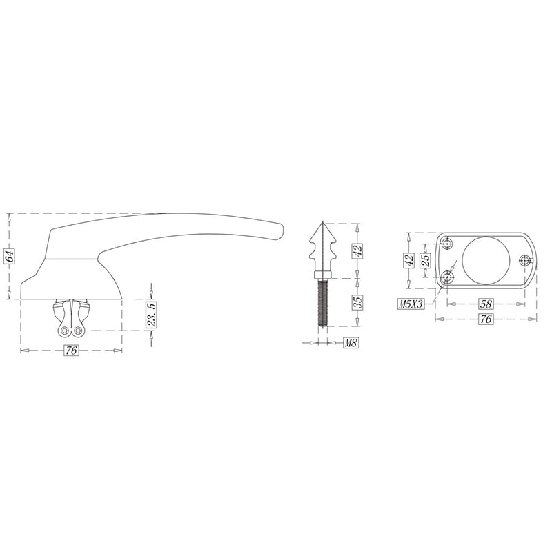 Collision Type Seafood Steam Box Door Handle Oven Hot-Blast Stove Knob Lock Cold Store Hinge Cabinet Kitchen Cookware